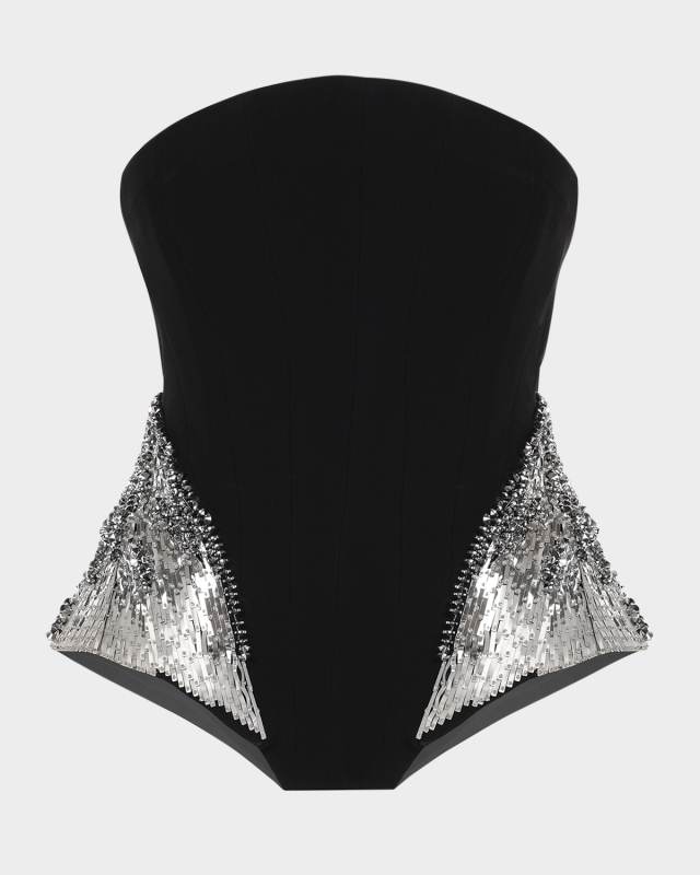 Sequined Strapless Corset Peplum Top
